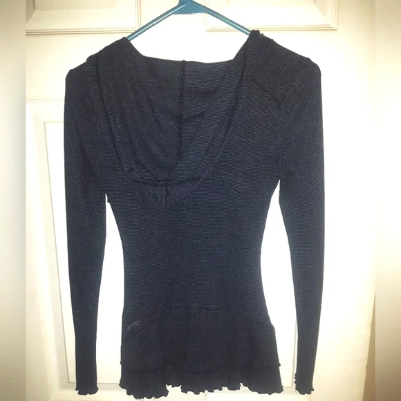 💌 5 for 15 - Small Black & Grey Striped Calvin Klein Hooded Top - Picture 3 of 4